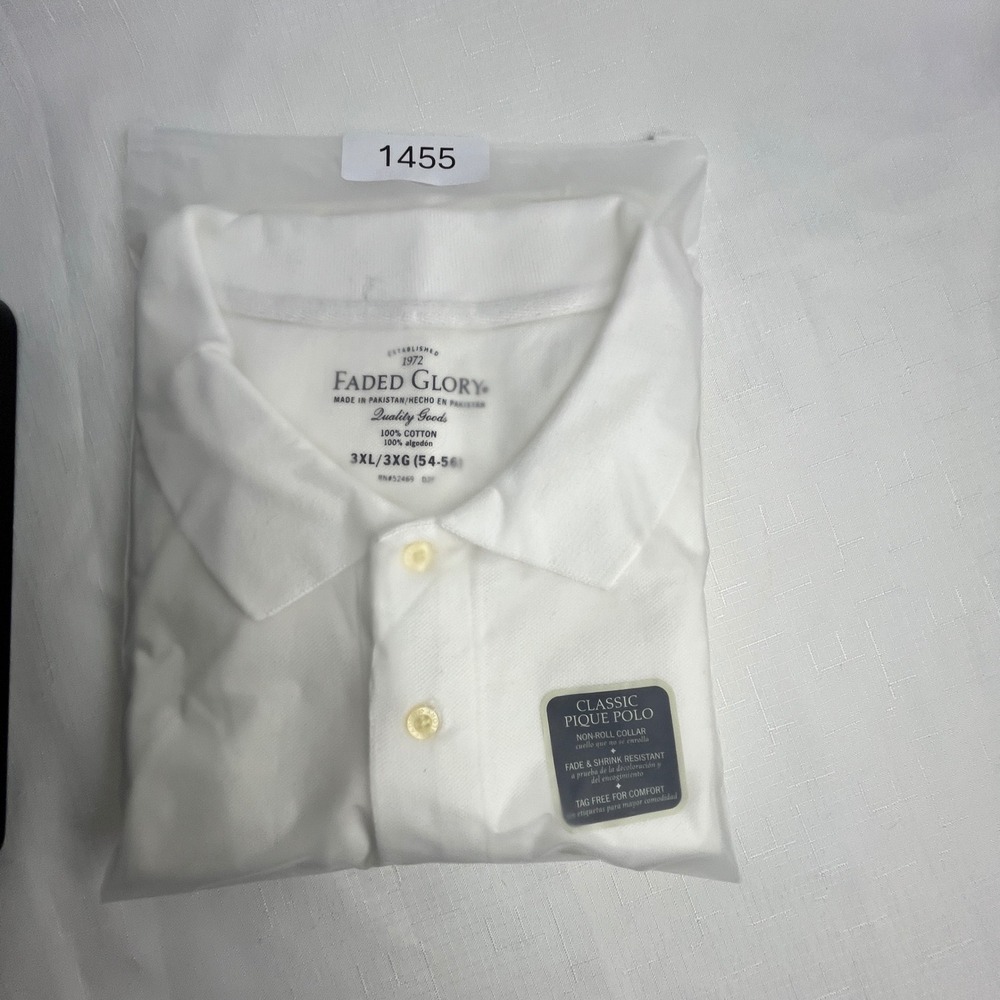 Faded Glory Polo Shirt Mens 3XL White Classic Pique Cotton Short Sleeve NWOT - Picture 9 of 9